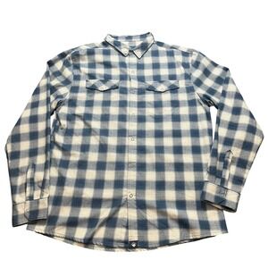 Rabbit Running Men's Snap Button Plaid Western Flannel Style Shirt Blue White XL
